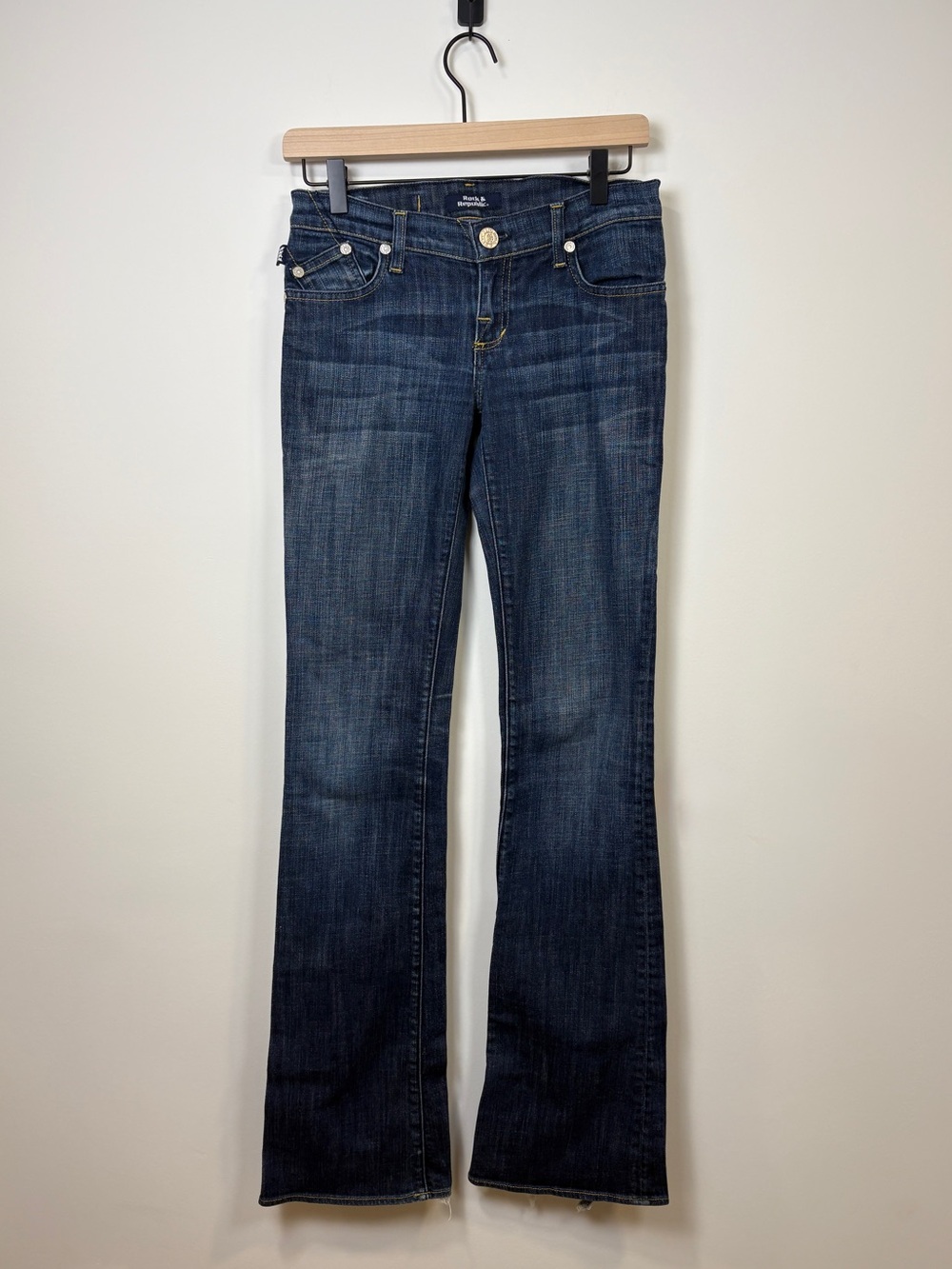 Y2K! 🌟ROCK & REPUBLIC🌟 LOW RISE FLARE COTTON STRETCH JEANS DARK WASH SZ 25
